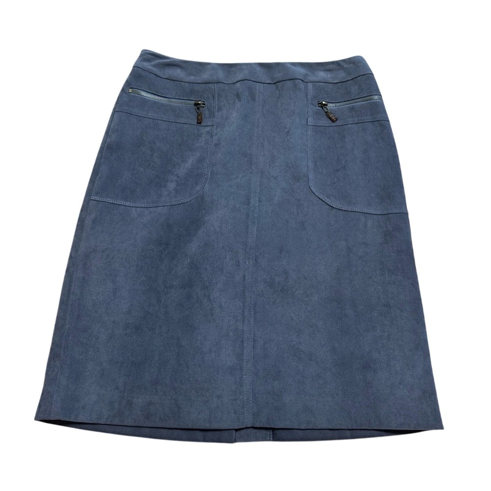 J. McLaughlin‎ Skirt Womens 2 Faux Suede Gray Mini Zip Pocket Minimalist Career